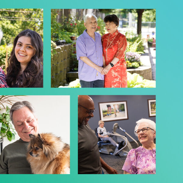 130 years of ELC logo and smiling faces of staff and residents