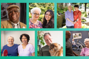 130 years of ELC logo and smiling faces of staff and residents